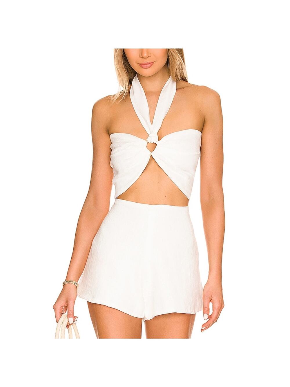 Jbq Ruched Ecru Carolina Halter Top Size XS
